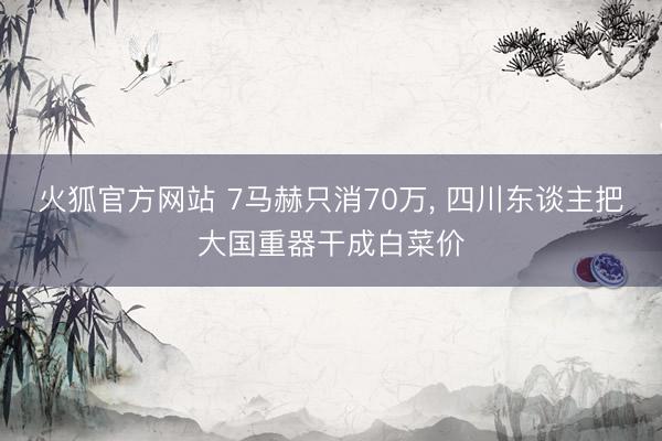 火狐官方网站 7马赫只消70万， 四川东谈主把大国重器干成白菜价
