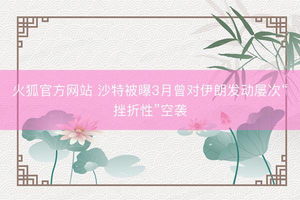 火狐官方网站 沙特被曝3月曾对伊朗发动屡次“挫折性”空袭