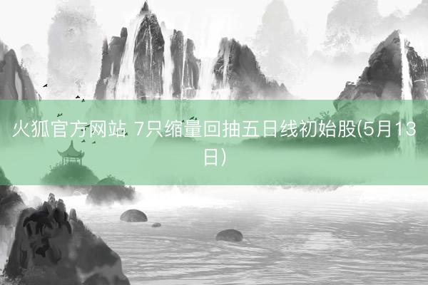 火狐官方网站 7只缩量回抽五日线初始股(5月13日)