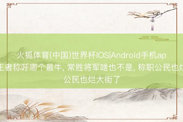 火狐体育(中国)世界杯IOS|Android手机app下载 王者称呼哪个最牛， 常胜将军啥也不是， 称职公民也烂大街了