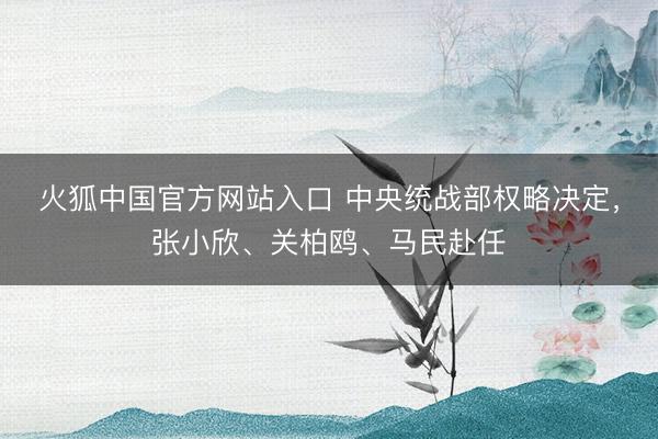 火狐中国官方网站入口 中央统战部权略决定,张小欣、关柏鸥、马民赴任