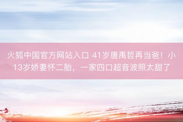 火狐中国官方网站入口 41岁唐禹哲再当爸！小13岁娇妻怀二胎，一家四口超音波照太甜了