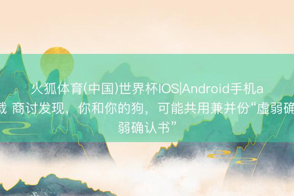 火狐体育(中国)世界杯IOS|Android手机app下载 商讨发现，你和你的狗，可能共用兼并份“虚弱确认书”