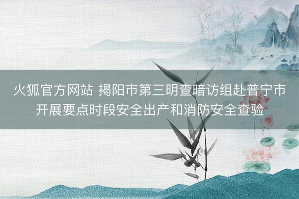 火狐官方网站 揭阳市第三明查暗访组赴普宁市开展要点时段安全出产和消防安全查验