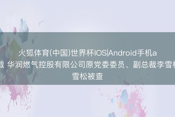 火狐体育(中国)世界杯IOS|Android手机app下载 华润燃气控股有限公司原党委委员、副总裁李雪松被查